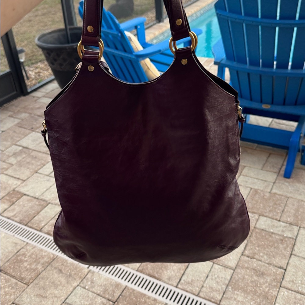 Yves Saint Laurent YSL metropolis purple leather bag EUC